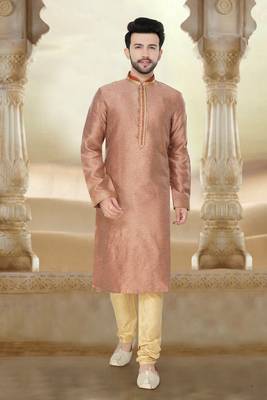 Red Embroidered Jaquard Kurta Pajama 1