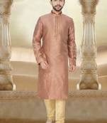 Red Embroidered Jaquard Kurta Pajama