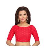 Designer  Zari Dot  Silk Brocade Readymade Saree Blouse With Elbow Length Sleeves
