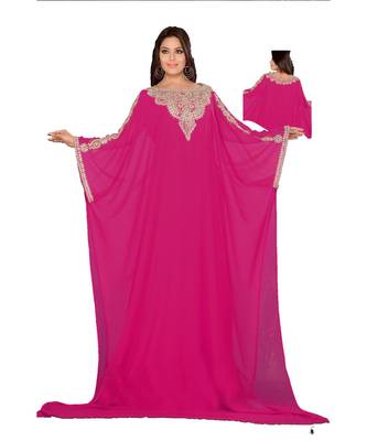 Pink Georgette Embroidered Zari_Work Islamic Kaftan 1