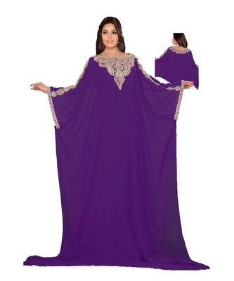 Purple Georgette Embroidered Zari_Work Islamic Kaftan 1