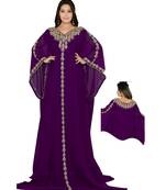Purple Georgette Embroidered Zari_Work Islamic Kaftan