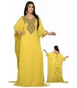 Yellow Georgette Embroidered Zari_Work Islamic Kaftan