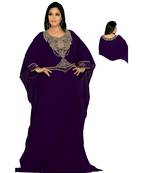 Purple Georgette Embroidered Zari_Work Islamic Kaftan