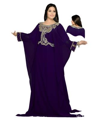 Purple Georgette Embroidered Zari_Work Islamic Kaftan 1