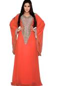 Coral Georgette Embroidered Zari_Work Islamic Kaftan