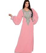 Pink Georgette Embroidered Zari_Work Islamic Kaftan