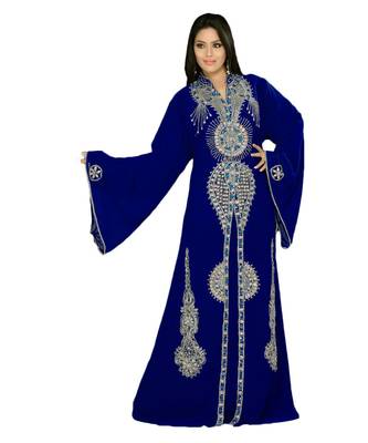 Blue Georgette Embroidered Zari_Work Islamic Kaftan 1
