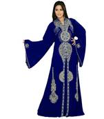 Blue Georgette Embroidered Zari_Work Islamic Kaftan