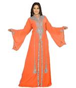 Coral Georgette Embroidered Zari_Work Islamic Kaftan