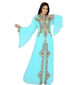 Mint Georgette Embroidered Zari_Work Islamic Kaftan