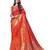 Orange printed art silk saree with blouse