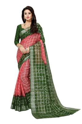 Peach printed georgette saree with blouse 1
