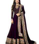 Designer Purple Attractive Looking Faux Georgette Floor Touch Anarkali Style Gown Semi Stitched