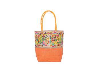 Orange Jute handbags 1