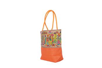 Orange Jute handbags 3
