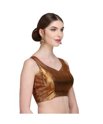 Gold Embroidered Brocade Readymade Blouse 3