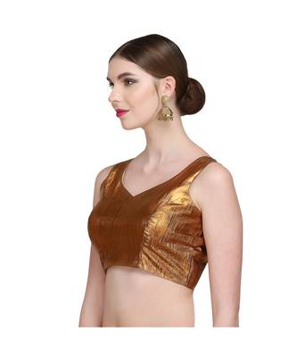 Gold Embroidered Brocade Readymade Blouse 4