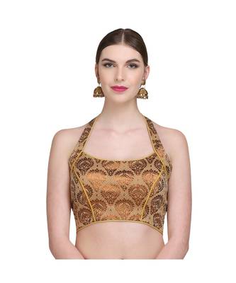 Gold Embroidered Brocade Readymade Blouse 1