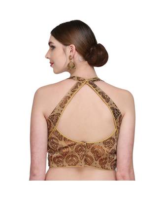 Gold Embroidered Brocade Readymade Blouse 2