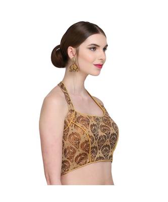 Gold Embroidered Brocade Readymade Blouse 3