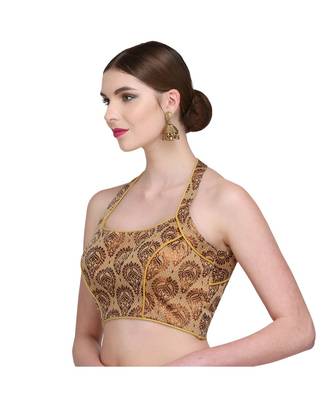 Gold Embroidered Brocade Readymade Blouse 4