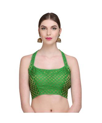 Green Embroidered Brocade Readymade Blouse 1