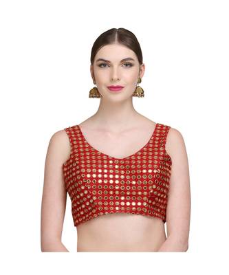 Maroon Embroidered Brocade Readymade Blouse 1