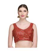 Maroon Embroidered Brocade Readymade Blouse