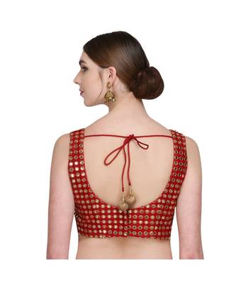 Maroon Embroidered Brocade Readymade Blouse 2