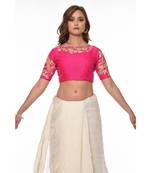 Pink  Embroidered Dupion Readymade Blouse