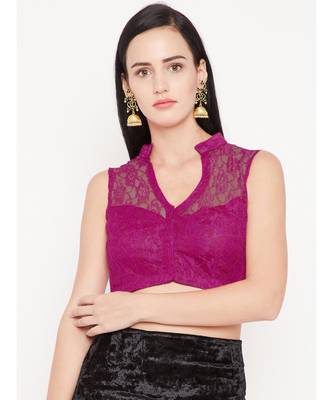 Pink Plain Lace Readymade Blouse 1
