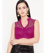 Pink Plain Lace Readymade Blouse