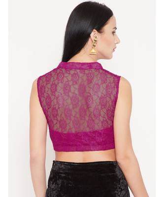 Pink Plain Lace Readymade Blouse 2