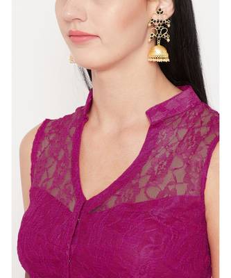 Pink Plain Lace Readymade Blouse 4