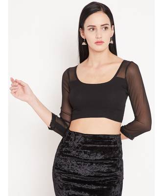 Black Plain Georgette Readymade Blouse 1