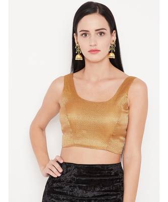 Gold Plain Georgette Readymade Blouse 1