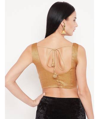 Gold Plain Georgette Readymade Blouse 2