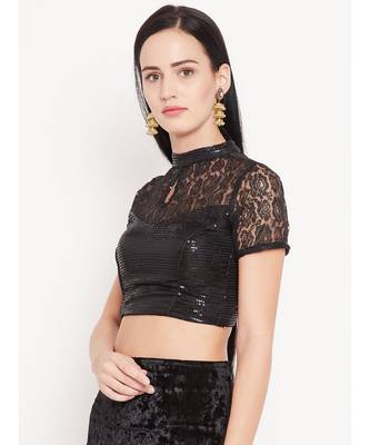 Black Plain Readymade Blouse 3
