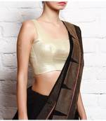 Beige Plain Brocade Readymade Blouse