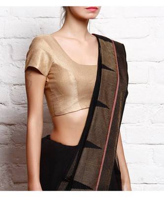 Gold Plain Brocade Readymade Blouse 1