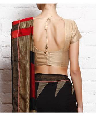 Gold Plain Brocade Readymade Blouse 2