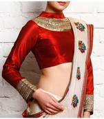 Maroon Embroidered Dupion Readymade Blouse