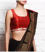 Maroon Embroidered Dupion Readymade Blouse