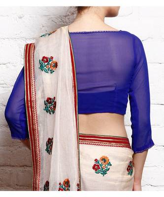 Blue Plain Gorgette Readymade Blouse 2