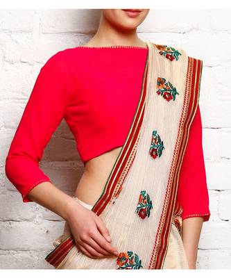 Pink Plain Gorgette Readymade Blouse 1