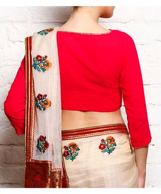 Pink Plain Gorgette Readymade Blouse 2