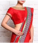 Red Embroidered Dupion Readymade Blouse