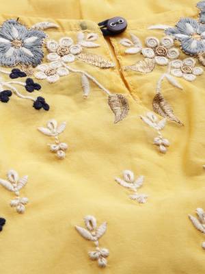Yellow embroidered chanderi kurta 2