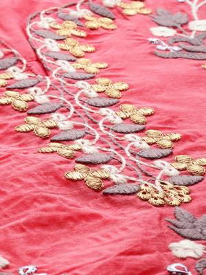 Peach embroidered chanderi kurta 2